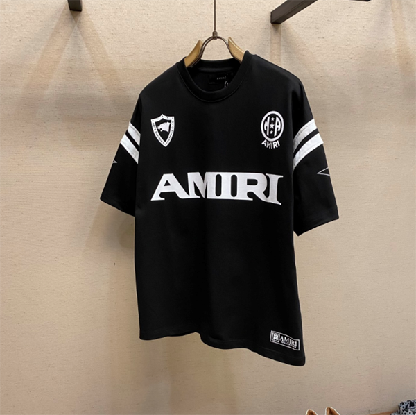 Amiri ☆アミリ 半袖Tシャツコピーヘビーウェイト綿100% ロゴプリント＆袖切り替えデザイン ユニセックス