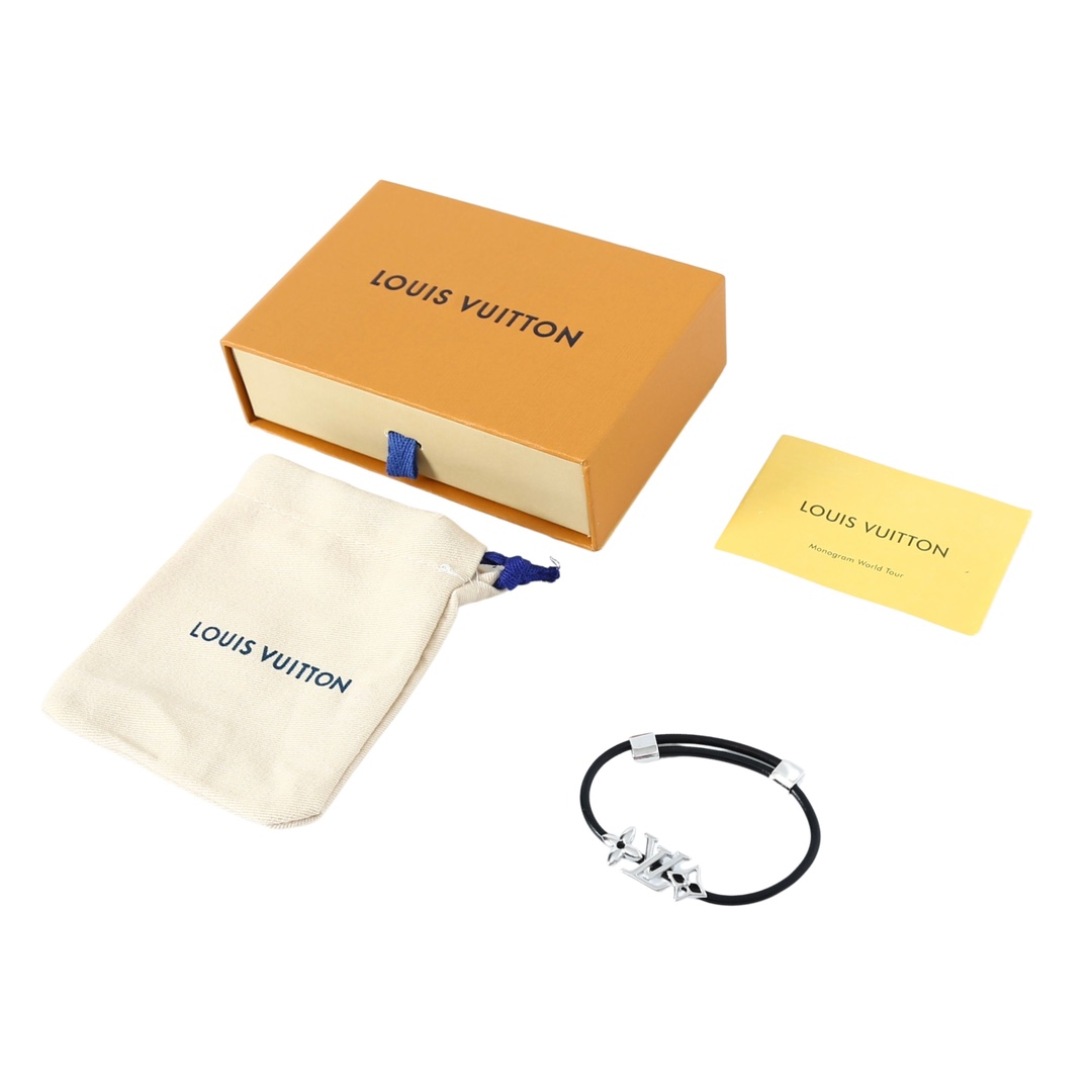 LV  ICONICシリーズルイヴィトンブレスレットコピー上品＆シンプルロゴ＋ステンレスバックル 細いレザーコード