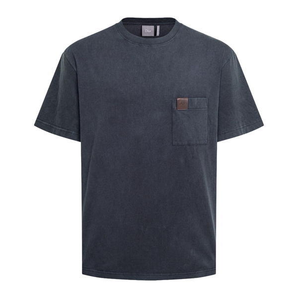 チャコールグレー 渋み DIOR ディオール コピー Tシャツ 胸ポケット ロゴパッチ クルーネック ゆったり 人気 トップス