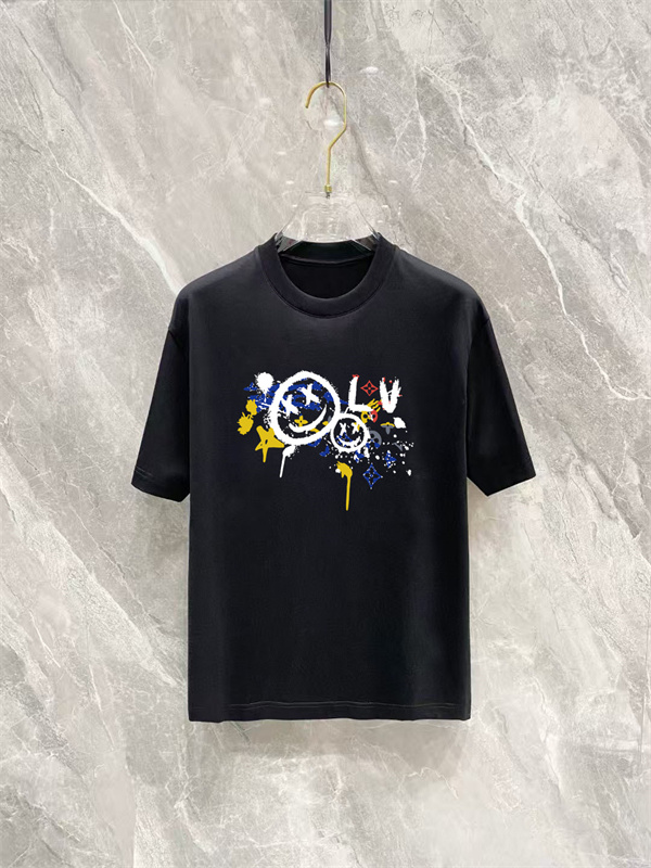 ホワイト グラフィティ風プリント カラフル 半袖 クルーネック ゆったり LOUIS VUITTON ルイヴィトン コピー Tシャツ 人気 トップス
