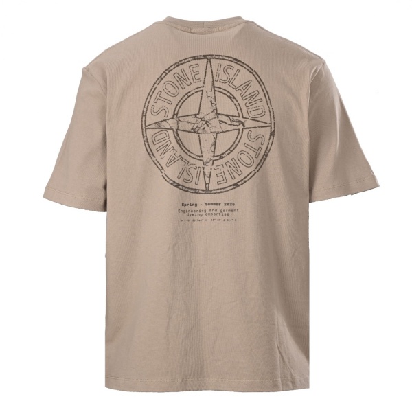 2026新作 STONE ISLAND ストーンアイランド コンパスバックプリント 半袖Tシャツ ガーメントダイ ルーズフィットTEE