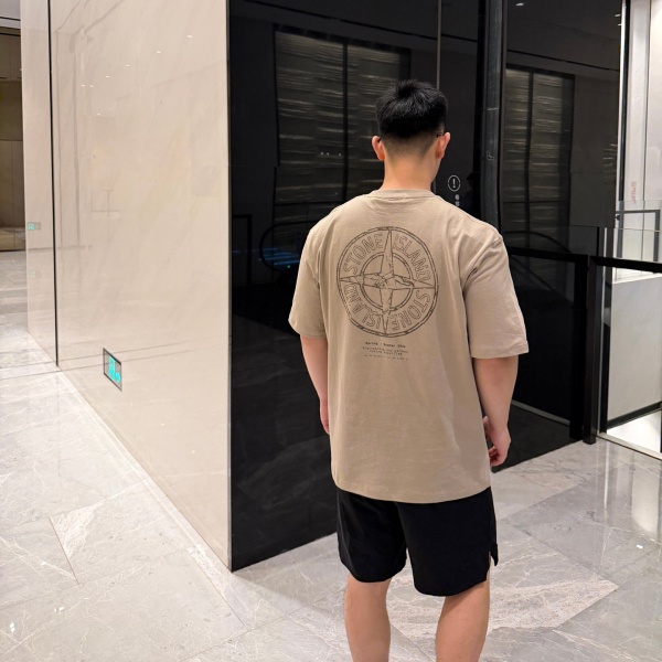 2026新作 STONE ISLAND ストーンアイランド コンパスバックプリント 半袖Tシャツ ガーメントダイ ルーズフィットTEE