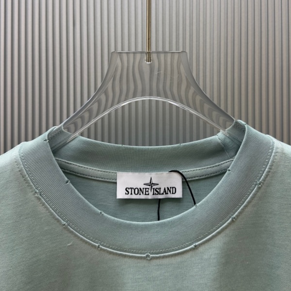 STONE ISLAND ストーンアイランド コンパスバックプリント ヴィンテージウォッシュ 半袖Tシャツ ダメージネック コットンカットソー