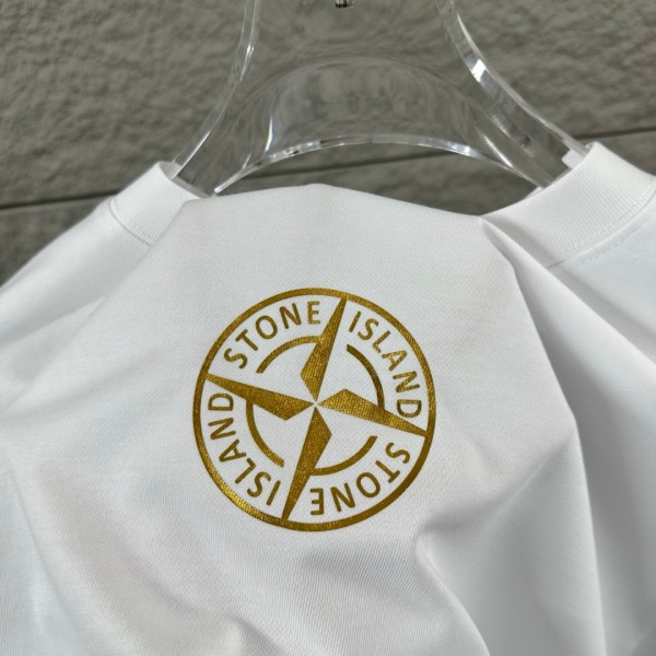 STONE ISLAND ストーンアイランド ゴールドコンパス ロゴプリント 半袖Tシャツ ルーズシルエット コットンカットソー