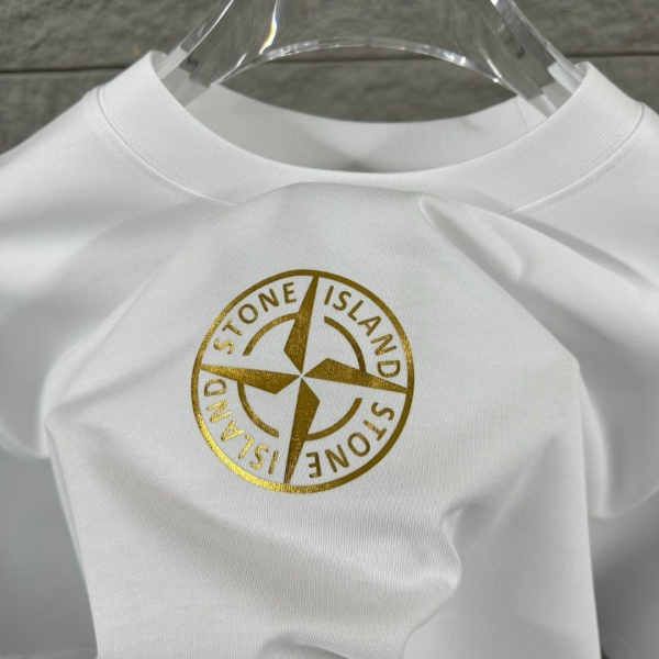 STONE ISLAND ストーンアイランド ゴールドコンパス ロゴプリント 半袖Tシャツ ルーズシルエット コットンカットソー