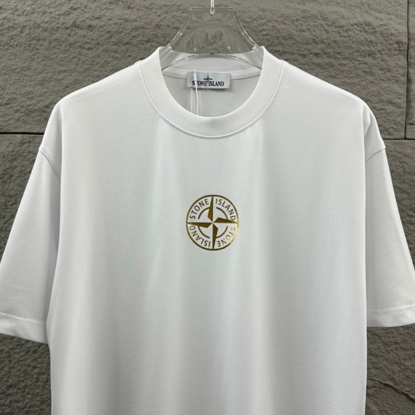 STONE ISLAND ストーンアイランド ゴールドコンパス ロゴプリント 半袖Tシャツ ルーズシルエット コットンカットソー
