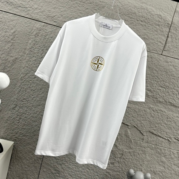 STONE ISLAND ストーンアイランド ゴールドコンパス ロゴプリント 半袖Tシャツ ルーズシルエット コットンカットソー