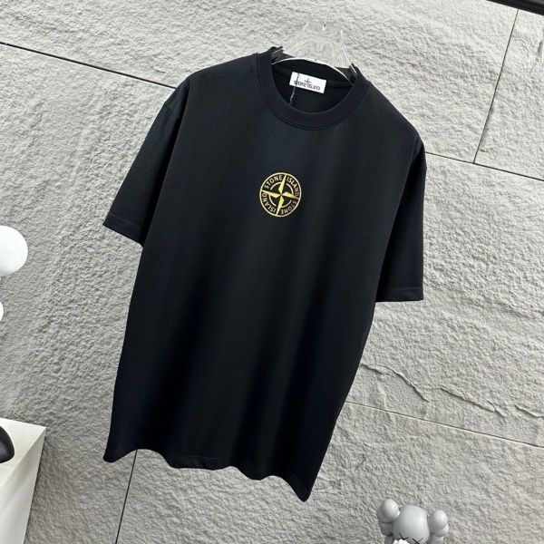 STONE ISLAND ストーンアイランド ゴールドコンパス ロゴプリント 半袖Tシャツ ルーズシルエット コットンカットソー