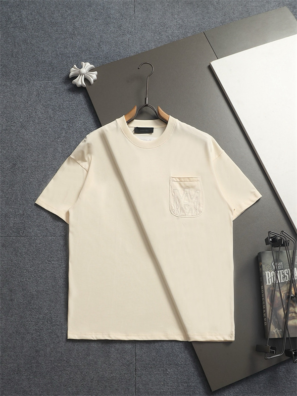 ロゴ刺繍 ポケットデザイン 半袖 AMIRI アミリ コピー Tシャツ ルーズフィット コットンカットソー