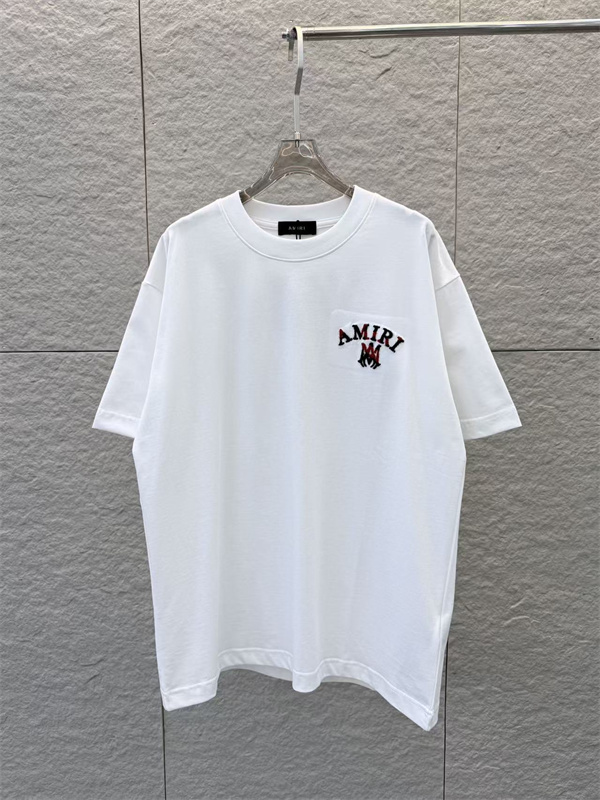 2026新作トレンドロゴ刺繍 半袖 クルーネック AMIRI アミリ コピー Tシャツ人気