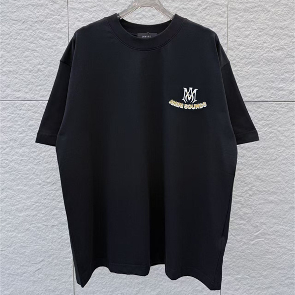 AMIRI SOUNDS ロゴ刺繍 半袖 AMIRI アミリ コピー Tシャツ【2026夏トレンド】男女兼用