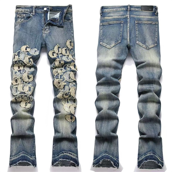 パイソン柄 ヴィンテージウォッシュ AMIRI アミリ コピー デニムパンツ 切替デザイン ストリート映え ラグジュアリー