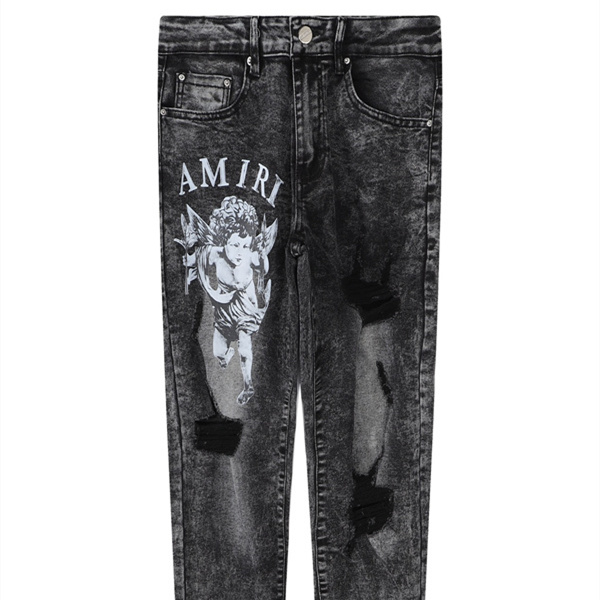 エンジェルプリント クラッシュ AMIRI アミリ コピー デニム ウォッシュ仕上げ スリムライン 圧倒的オーラ