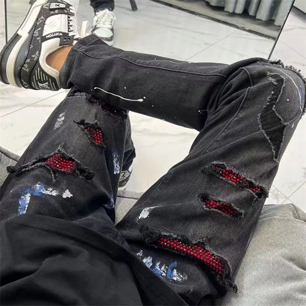 ペイントクラッシュ スプラッシュ加工 ダメージアクセント 細身シルエット ストリート感 AMIRI アミリ コピー デニム