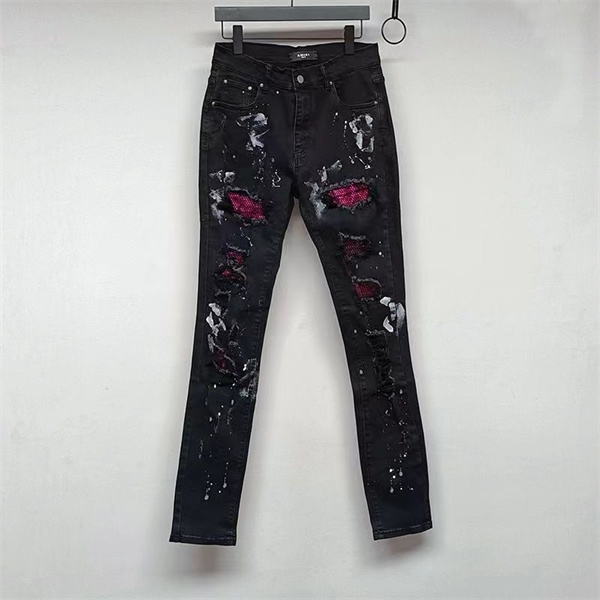 ペイントクラッシュ スプラッシュ加工 ダメージアクセント 細身シルエット ストリート感 AMIRI アミリ コピー デニム