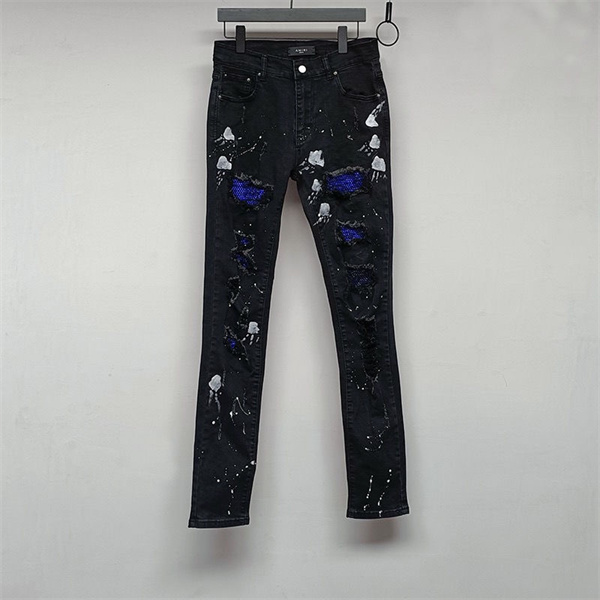 ペイントクラッシュ スプラッシュ加工 ダメージアクセント 細身シルエット ストリート感 AMIRI アミリ コピー デニム