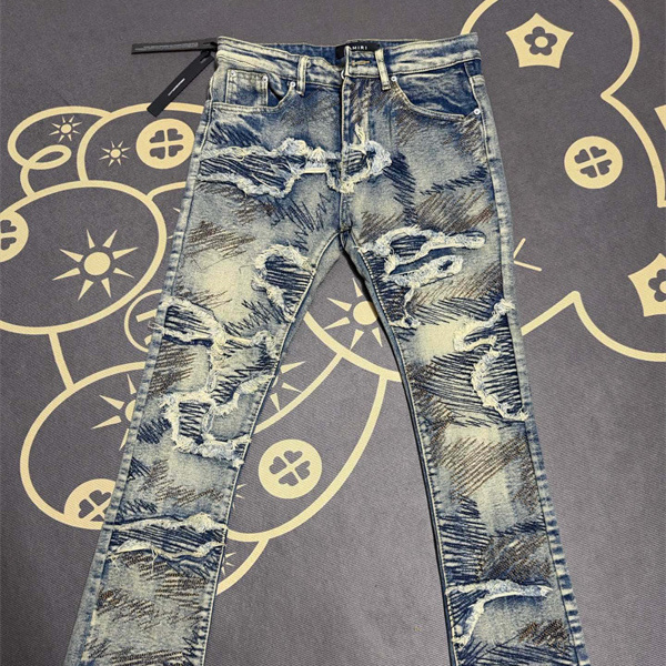 アートダメージ ヴィンテージウォッシュ AMIRI アミリ コピー デニム 2026人気 立体 シャープシルエット ハイセンス