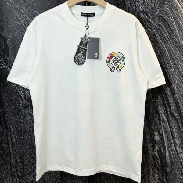 CHROME HEARTS クロムハーツ 2026新作 マルチカラークロス刺繍 バックビッグロゴ オーバーサイズ クルーネック 半袖Tシャツ メンズ レディース