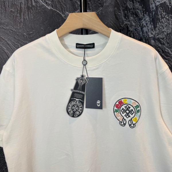 CHROME HEARTS クロムハーツ 2026新作 マルチカラークロス刺繍 バックビッグロゴ オーバーサイズ クルーネック 半袖Tシャツ メンズ レディース