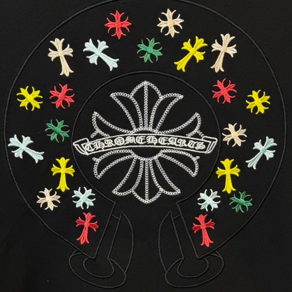 CHROME HEARTS クロムハーツ 2026新作 マルチカラークロス刺繍 バックビッグロゴ オーバーサイズ クルーネック 半袖Tシャツ メンズ レディース