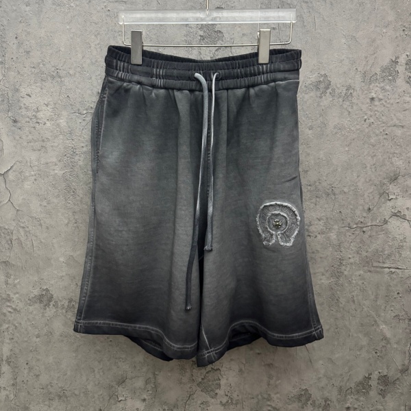 CHROME HEARTS クロムハーツ 2026ヴィンテージウォッシュ スウェットショーツ ダガー装飾 クロスパッチ 刺繍ロゴ ドローストリング ハーフパンツ メンズ
