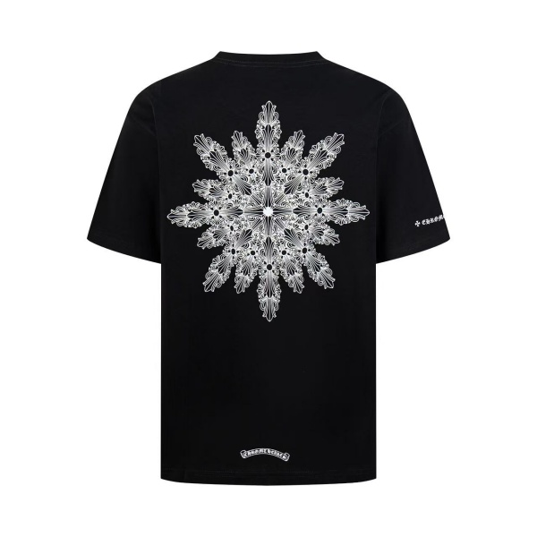 CHROME HEARTS クロムハーツ 2026限定 フローラルスノークロス バックプリント 半袖Tシャツ ラインアート 十字架ロゴ オーバーサイズ カットソー メンズ レディース