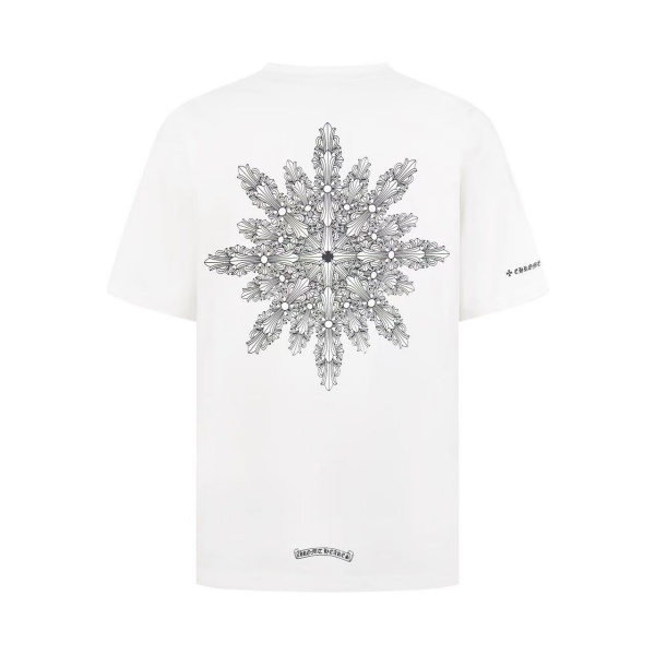 CHROME HEARTS クロムハーツ 2026限定 フローラルスノークロス バックプリント 半袖Tシャツ ラインアート 十字架ロゴ オーバーサイズ カットソー メンズ レディース