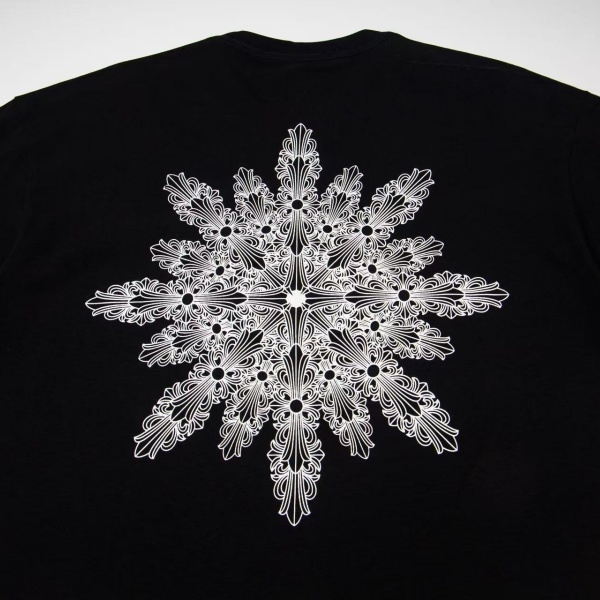 CHROME HEARTS クロムハーツ 2026限定 フローラルスノークロス バックプリント 半袖Tシャツ ラインアート 十字架ロゴ オーバーサイズ カットソー メンズ レディース
