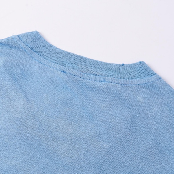 ACNE STUDIOS アクネストゥディオズ 2026 STOCKHOLM ロゴプリント アイスブルー 半袖Tシャツ ウォッシュ加工 ルーズフィット クルーネック カットソー メンズ レディース