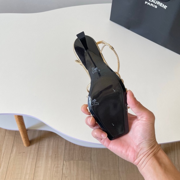 Saint Laurent サンローラン 2026 YSL ロゴストラップ ハイヒールサンダル スクエアトゥ アンクルストラップ レザーサンダル パーティー エレガント レディース