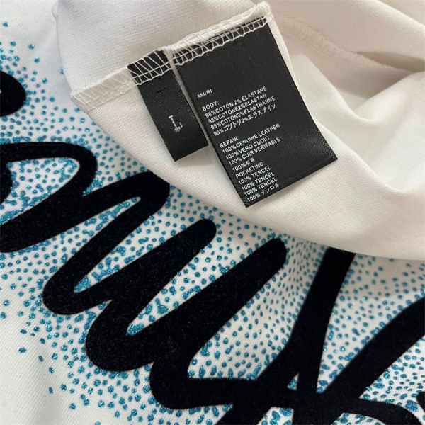AMIRI アミリ 2026 クリスタルロゴ 半袖Tシャツ ラインストーン装飾 フロッキープリント オーバーサイズ ストリート ラグジュアリー メンズ レディース