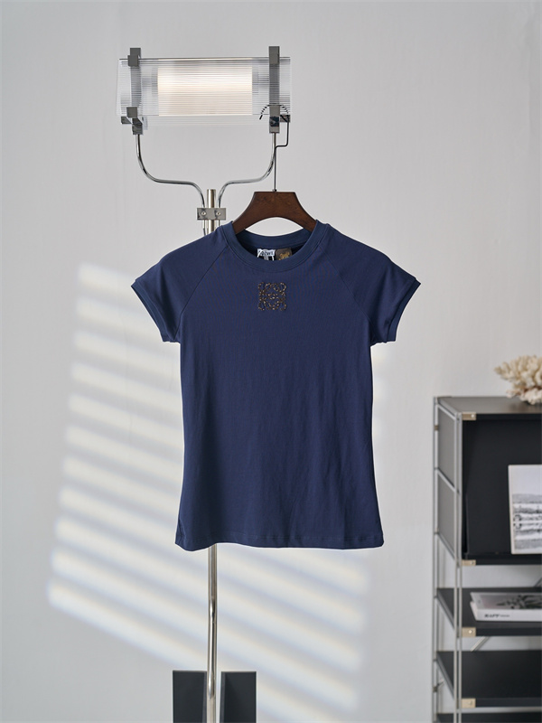 ワンポイント刺繍 コンパクト襟 きれいめ日常 激安 LOEWE ロエベ コピー Tシャツ レディース