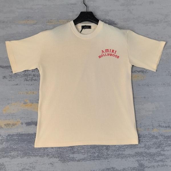 AMIRI アミリ 半袖Tシャツ バックロゴプリント カーブロゴデザイン ルーズシルエット カジュアル ストリート ユニセックス