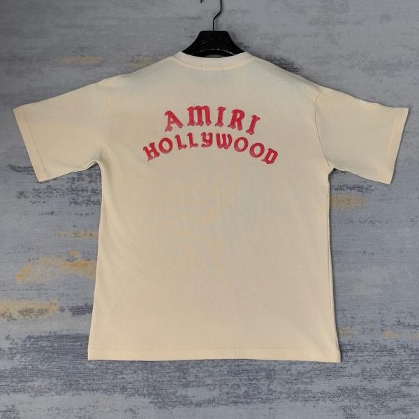AMIRI アミリ 半袖Tシャツ バックロゴプリント カーブロゴデザイン ルーズシルエット カジュアル ストリート ユニセックス