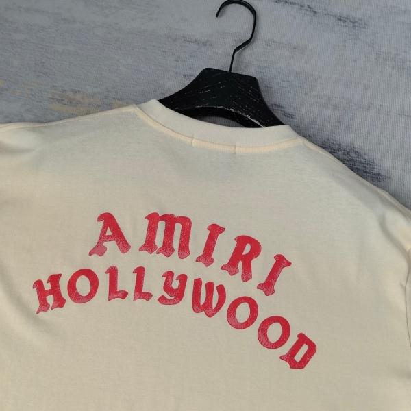 AMIRI アミリ 半袖Tシャツ バックロゴプリント カーブロゴデザイン ルーズシルエット カジュアル ストリート ユニセックス