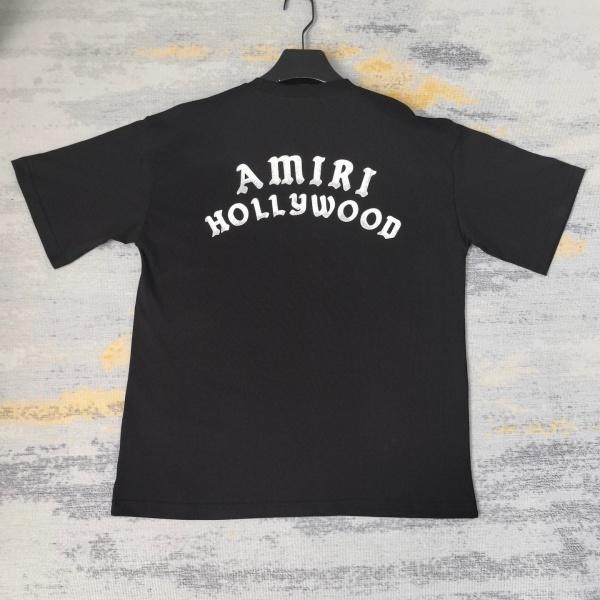 AMIRI アミリ 半袖Tシャツ バックロゴプリント カーブロゴデザイン ルーズシルエット カジュアル ストリート ユニセックス