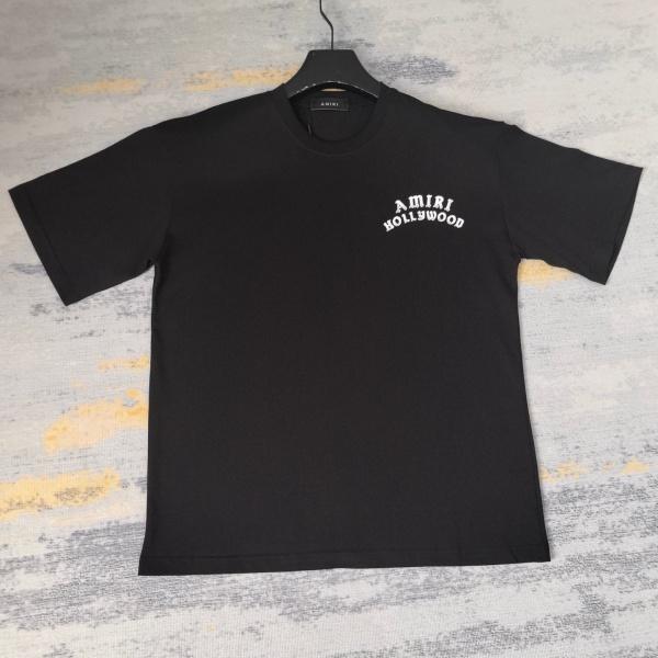 AMIRI アミリ 半袖Tシャツ バックロゴプリント カーブロゴデザイン ルーズシルエット カジュアル ストリート ユニセックス