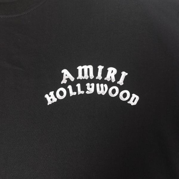 AMIRI アミリ 半袖Tシャツ バックロゴプリント カーブロゴデザイン ルーズシルエット カジュアル ストリート ユニセックス
