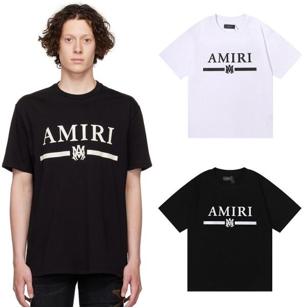 AMIRI アミリ Tシャツ 半袖 ロゴプリント センターデザイン ラインモチーフ シンプル ベーシック オーバーサイズ