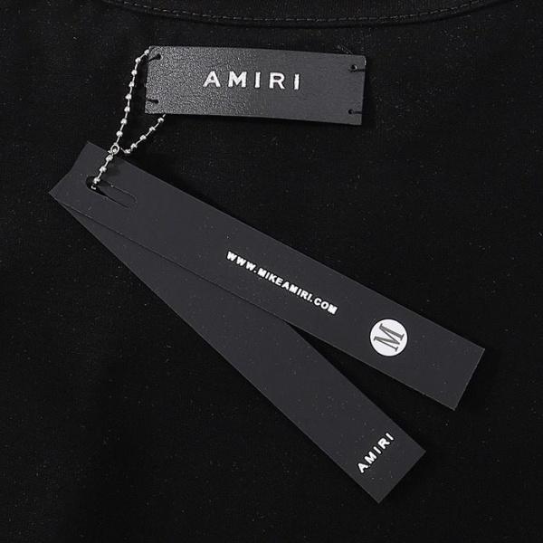 AMIRI アミリ Tシャツ 半袖 前後プリント バックロゴ ラインデザイン ダブルロゴ ストリート オーバーサイズ
