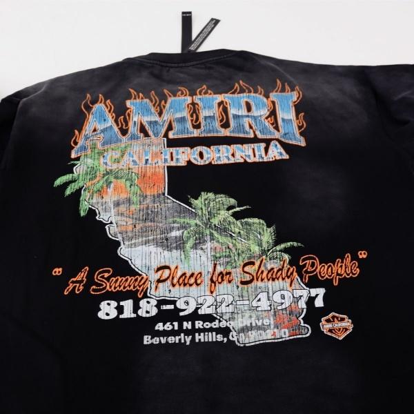 AMIRI アミリ Tシャツ 半袖 ヴィンテージ加工 バックプリント フレイムロゴ カリフォルニア グラフィック オーバーサイズ