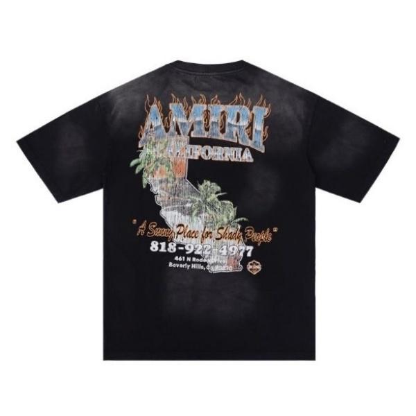 AMIRI アミリ Tシャツ 半袖 ヴィンテージ加工 バックプリント フレイムロゴ カリフォルニア グラフィック オーバーサイズ