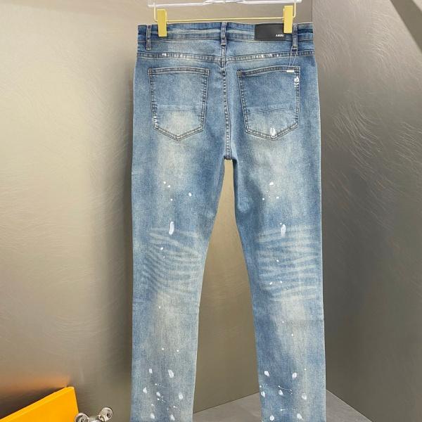 AMIRI アミリ デニムパンツ メンズ MX1スタイル ダメージ加工 ペイント加工 ラインストーン パッチワーク スキニーフィット ストリート