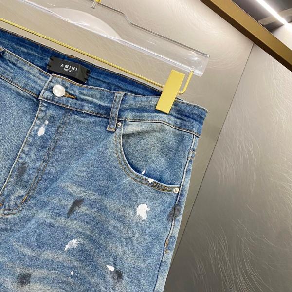 AMIRI アミリ デニムパンツ メンズ MX1スタイル ダメージ加工 ペイント加工 ラインストーン パッチワーク スキニーフィット ストリート