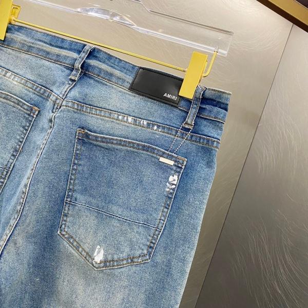 AMIRI アミリ デニムパンツ メンズ MX1スタイル ダメージ加工 ペイント加工 ラインストーン パッチワーク スキニーフィット ストリート