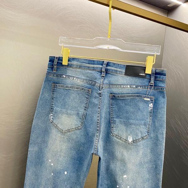 AMIRI アミリ デニムパンツ メンズ MX1スタイル ダメージ加工 ペイント加工 ラインストーン パッチワーク スキニーフィット ストリート