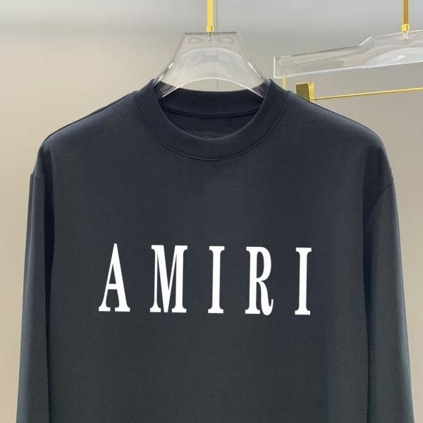 AMIRI アミリ ロングTシャツ メンズ レディース ロゴプリント 長袖Tシャツ クルーネック シンプル 無地風 ストリート ユニセックス