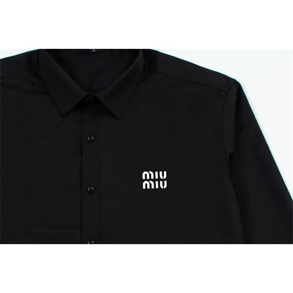 miumiu ミュウミュウ コピー 長袖シャツ 公式ロゴデザイン 対版定染生地 上品な着心地 綿×竹繊維 ハイクオリティ ユニセックス