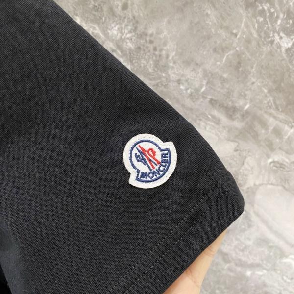 MONCLER モンクレール メンズ 半袖Tシャツ コットン ロゴ刺繍 シンプル 無地 クルーネック 定番 快適