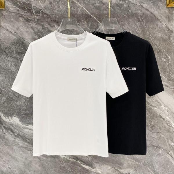 MONCLER モンクレール メンズ 半袖Tシャツ コットン ロゴ刺繍 シンプル 無地 クルーネック 定番 快適